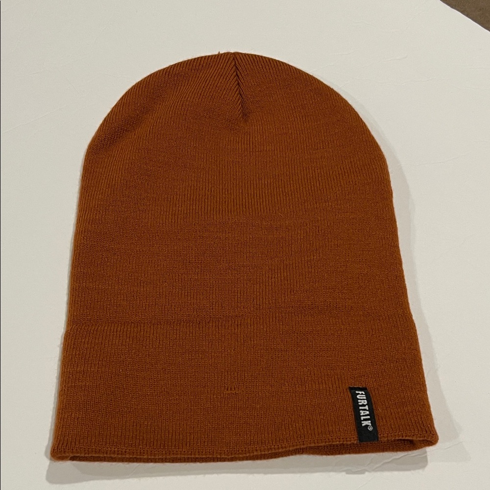 Furtalk Brown Beanie Hat Acrylic Knitted Cuffed unisex casual